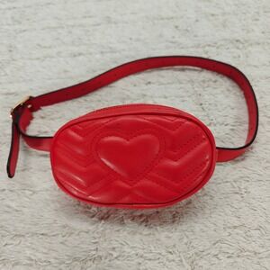 Mibasies Molly Waist Bag Red Faux Leather Heart Fanny Pack Love Retro 80s